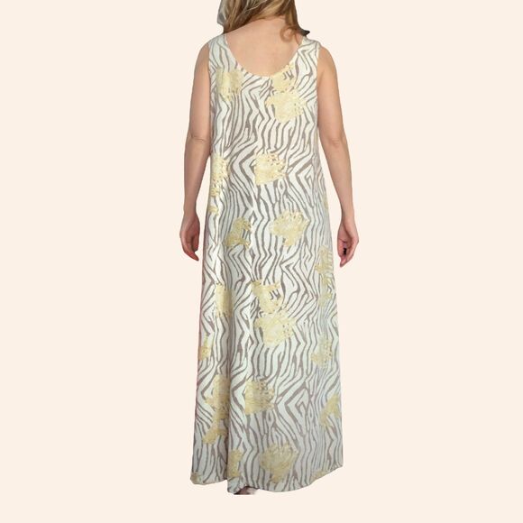 70s Zebra Stripe Dress Maxi Sleeveless Vintage S M - Picture 6 of 10